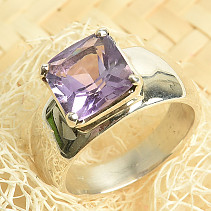 Ring amethyst cut square size 52 Ag 925/1000 7.1g