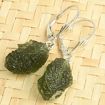 Earrings moldavite natural shape Ag 925/1000 3.8g