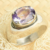 Ring amethyst cut oval size 58 Ag 925/1000 10.2g