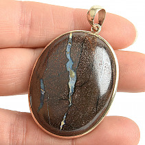 Boulder opal pendant large oval Ag 925/1000 24.3g