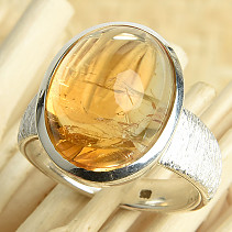 Ring with oval citrine Ag 925/1000 11.9g size 59
