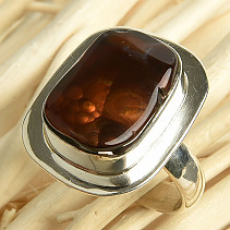 Fire agate ring Ag 925/1000 6.8g size 54