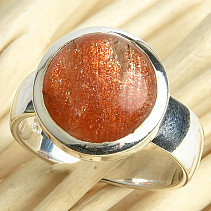 Prsten sluneční kámen kulatý Ag 925/1000 6,7g vel.57