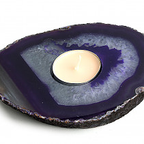 Agate dyed purple candle holder 473g