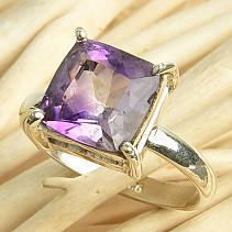 Amethyst ring cut square size 51 Ag 925/1000 3g