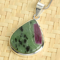 Ruby in zoisite pendant drop Ag 925/1000 9.7g