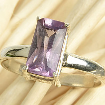Amethyst ring cut rectangle size 56 Ag 925/1000 2.7g