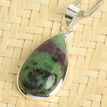 Ruby in zoisite pendant drop Ag 925/1000 8.8g