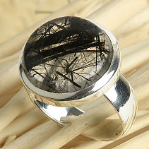 Turmalín v křišťálu prsten kulatý vel.61 Ag 925/1000 8,4g