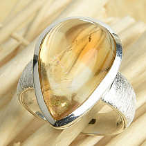 Citrín prsten ve tvaru kapky Ag 925/1000 12,3g vel.55