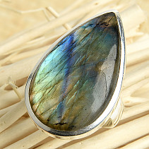 Ring with labradorite larger drop Ag 925/1000 15.6g size 57