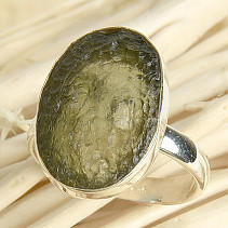 Raw moldavite ring size 60 Ag 925/1000 4.3g