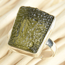 Moldavite raw ring size 59 Ag 925/1000 5.8g