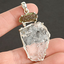 Pendant raw crystal with vltavitine Ag 925/1000 12.4g
