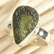 Moldavite raw ring size 51 Ag 925/1000 3.6g