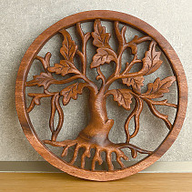 Tree of life with leaves wood carved relief 25cm