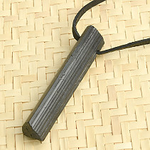 Tourmaline black crystal pendant on leather 10g