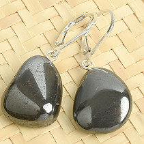 Hematite drum earrings Ag 925/1000 clasp