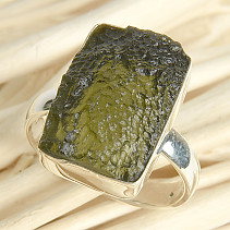 Surový vltavín prsten vel.60 Ag 925/1000 5,5g