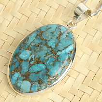 Pendant turquoise with copper Ag 925/1000 13.7g