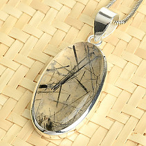 Tourmaline in crystal silver pendant Ag 925/1000 9.9g