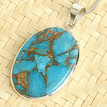 Pendant turquoise with copper Ag 925/1000 9.6g