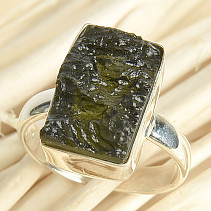 Surový vltavín prsten vel.57 Ag 925/1000 5g