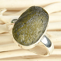 Prsten se surovým vltavínem vel.58 Ag 925/1000 4,4g