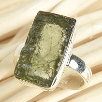 Raw moldavite ring size 51 Ag 925/1000 3.6g
