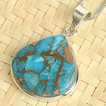 Pendant turquoise with copper Ag 925/1000 8.8g