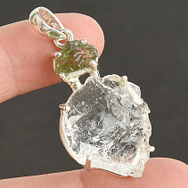 Pendant raw crystal with vltavitine Ag 925/1000 7.4g