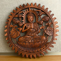 Meditující budha - vyřezávaný reliéf 30cm
