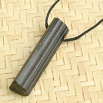 Tourmaline black crystal pendant on leather 9g