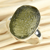 Prsten se surovým vltavínem vel.57 Ag 925/1000 5,2g