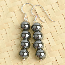 Hematite earrings balls 6mm Ag 925/1000