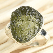 Moldavite raw ring size 55 Ag 925/1000 4.4g