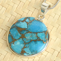 Pendant turquoise with copper Ag 925/1000 12.4g