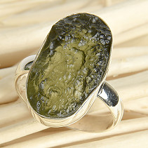 Raw moldavite ring size 58 Ag 925/1000 5.1g