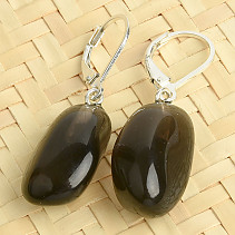 Obsidian Apache teardrop earrings troml Ag 925/1000 clasp