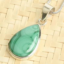 Malachite pendant in the shape of a drop Ag 925/1000 5.1g