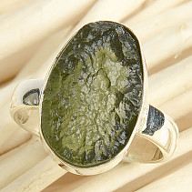 Moldavite raw ring size 51 Ag 925/1000 4.3g