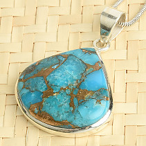 Pendant turquoise with copper Ag 925/1000 9.5g