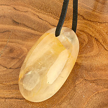 Crystal with limonite leather pendant 15.5g