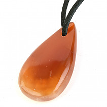 Carnelian pendant on leather 11.4g