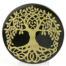 Zrcadlo obsidián strom života zlatý cca 11,5cm