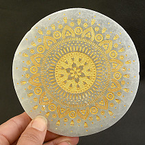 Selenite mat with gold motif Ø12cm