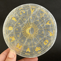 Selenite mat pattern horoscope gold 10.5cm