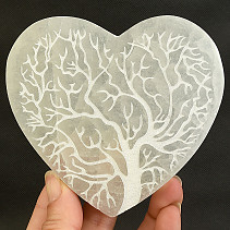Selenite mat heart tree of life approx. 10cm