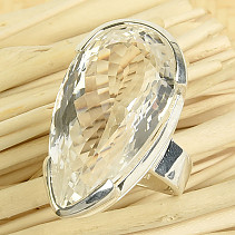 Large ring with cut crystal Ag 925/1000 24.3g size 60