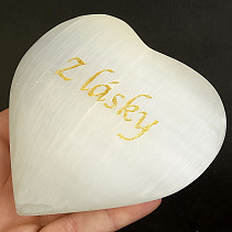 Selenite white heart with gold For love
